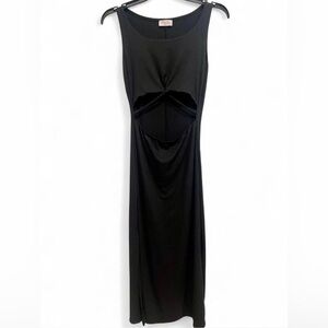 NWOT Cut Out Ribbed Black Maxi Dress Small Sleeveless Basic‎ Casual Resort Beach